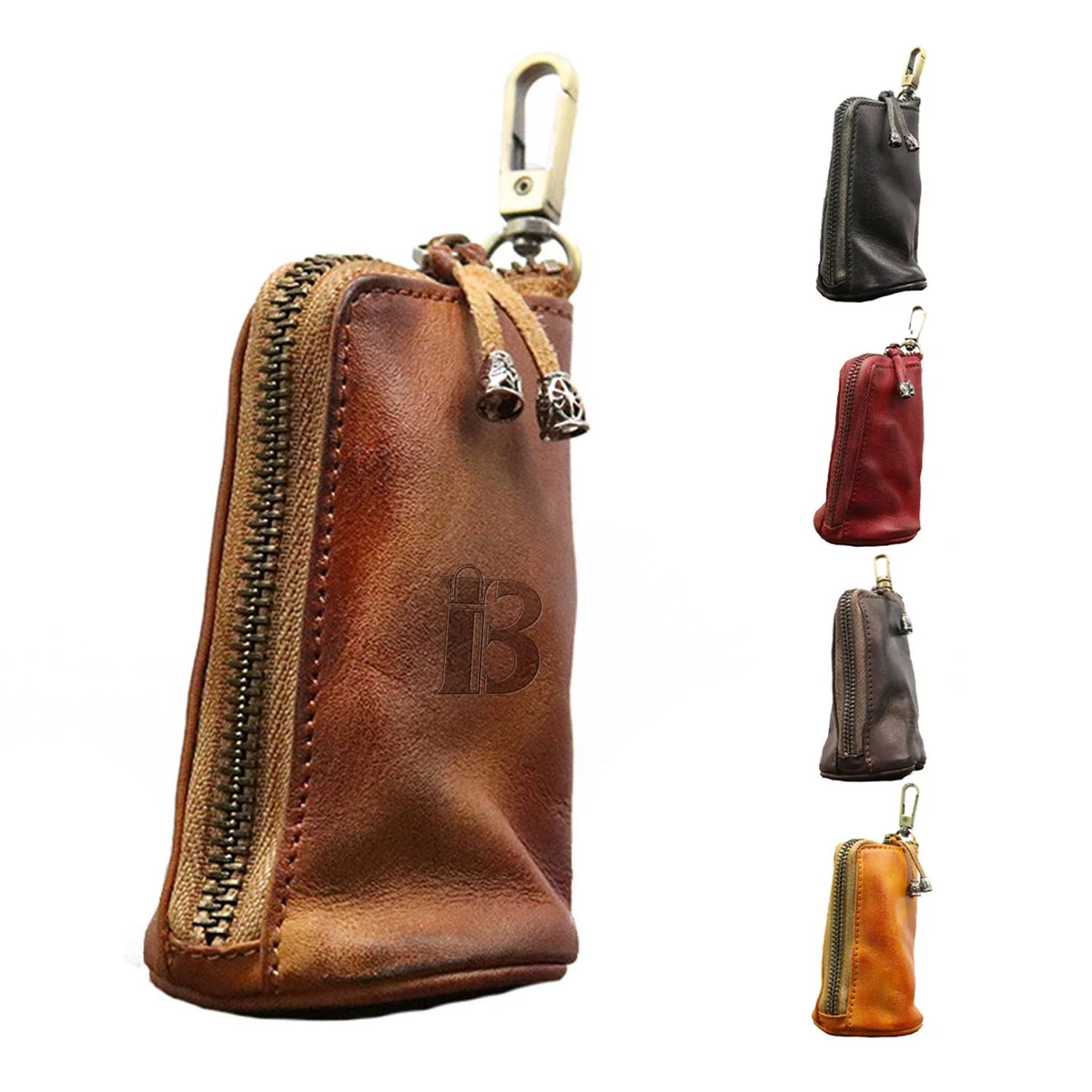 First Layer Cowhide Plant Tanned Leather Vintage Key Bag 1