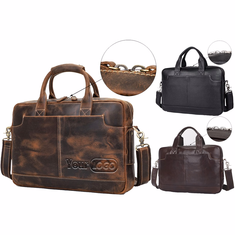 Leather Briefcase Laptop Bag
