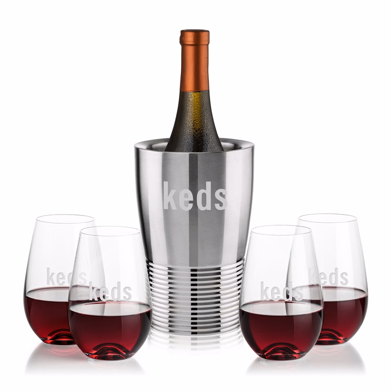 Genoa Wine Cooler & Boston Stemless Wine Set