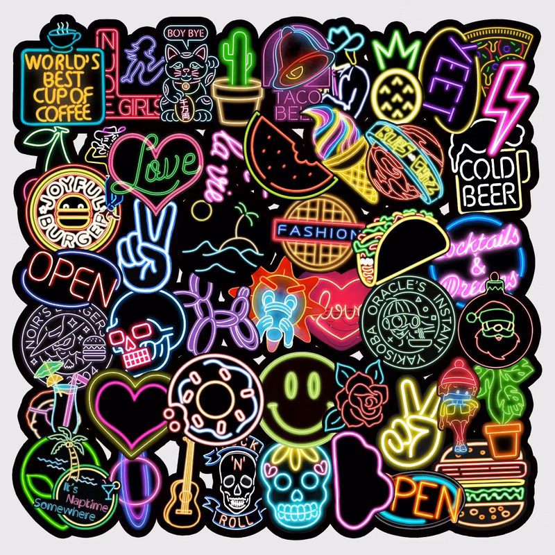 Neon Light Sticker Set