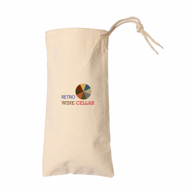 Cotton Canvas Drawstring Wine Tote Bag (6.25" x 13")