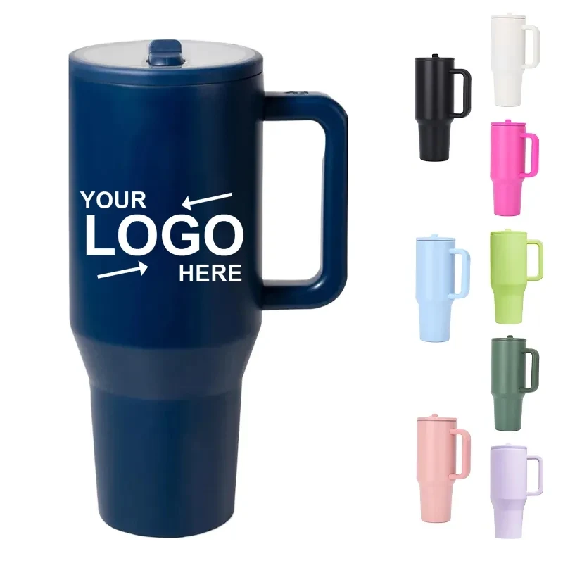 40Oz Insulated Bottle With Straw And Handle, custom water bottle with logo imprint 1