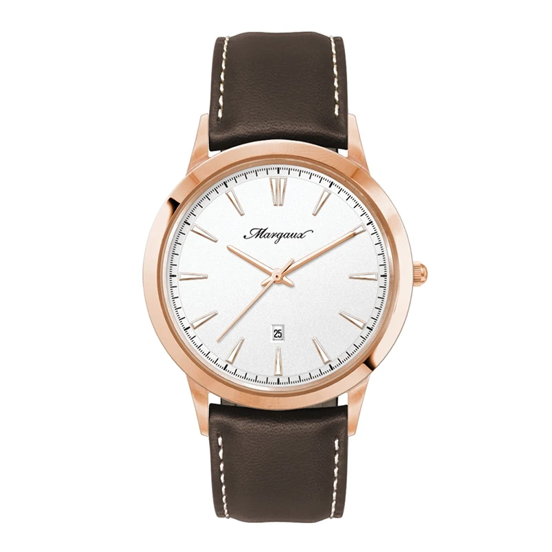 WC4218 43MM STEEL ROSE GOLD CASE, 3 HAND MVMT, WHITE DIAL, DTE DISPLAY, LEATHER STRAP, FLAT MINERAL CRYSTAL 1