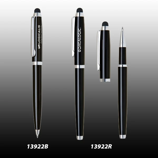 Black Enamel Brass Roller-Ball Pen & Stylus 1