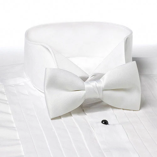 White Solid Color Bow Tie - Clip-on 1
