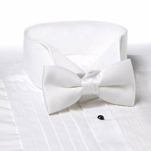 White Solid Color Bow Tie - Clip-on