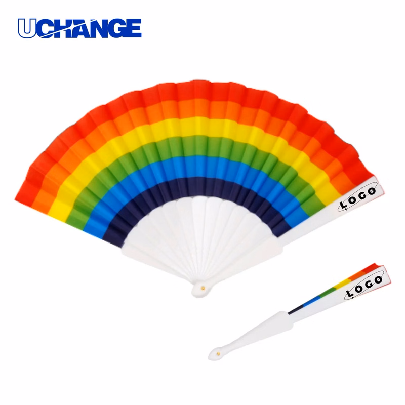 Rainbow Folding Hand Fan Tool for Performance