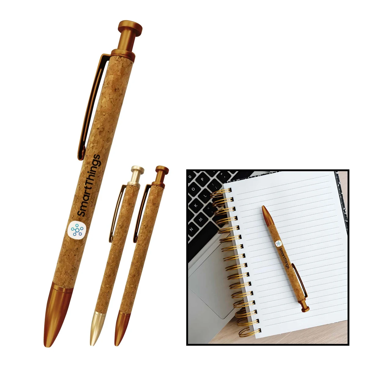 Geneva™ Geoffrey Golden Leatherette Cork Pen 1