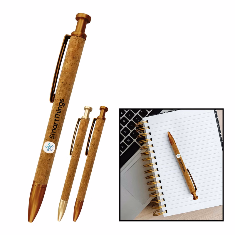 Geneva™ Geoffrey Golden Leatherette Cork Pen