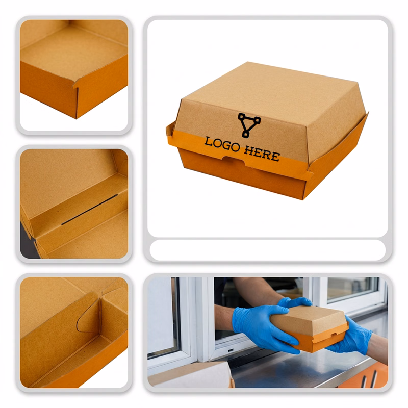 Customizable Eco-Friendly Burger Takeout Box