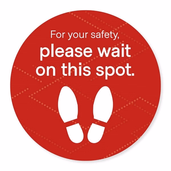 Please Wait Floor Decal, 18", Pack of 6, multiple colors