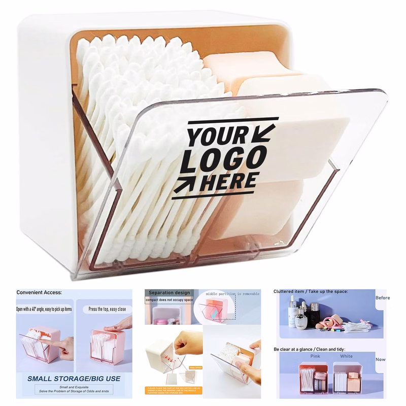 2 Compartments Dispenser Container Box Bathroom Vanity Holder Canister Countertop Storage Organizer