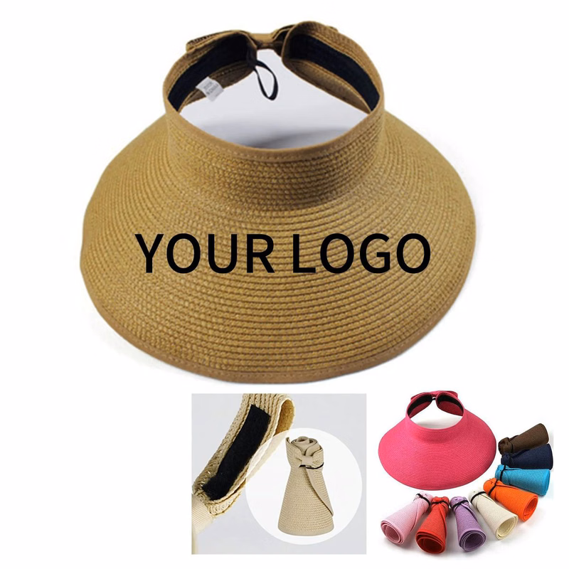 Straw Sun Visor With Wide Brim And Adjustable Closure