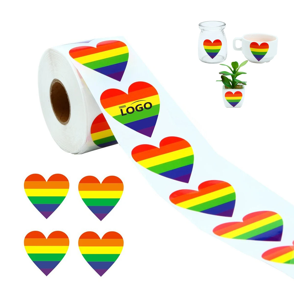 LGBT Love Shaped Gay Pride Rainbow Stickers 500 Pcs 1