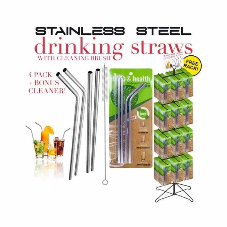 120 Piece Stainless Steel Straw Display