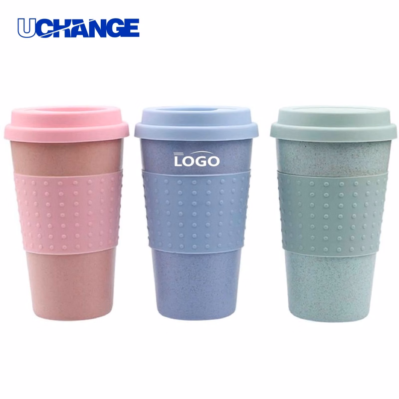 Wheat Straw Coffee Mug with Silicone Lid