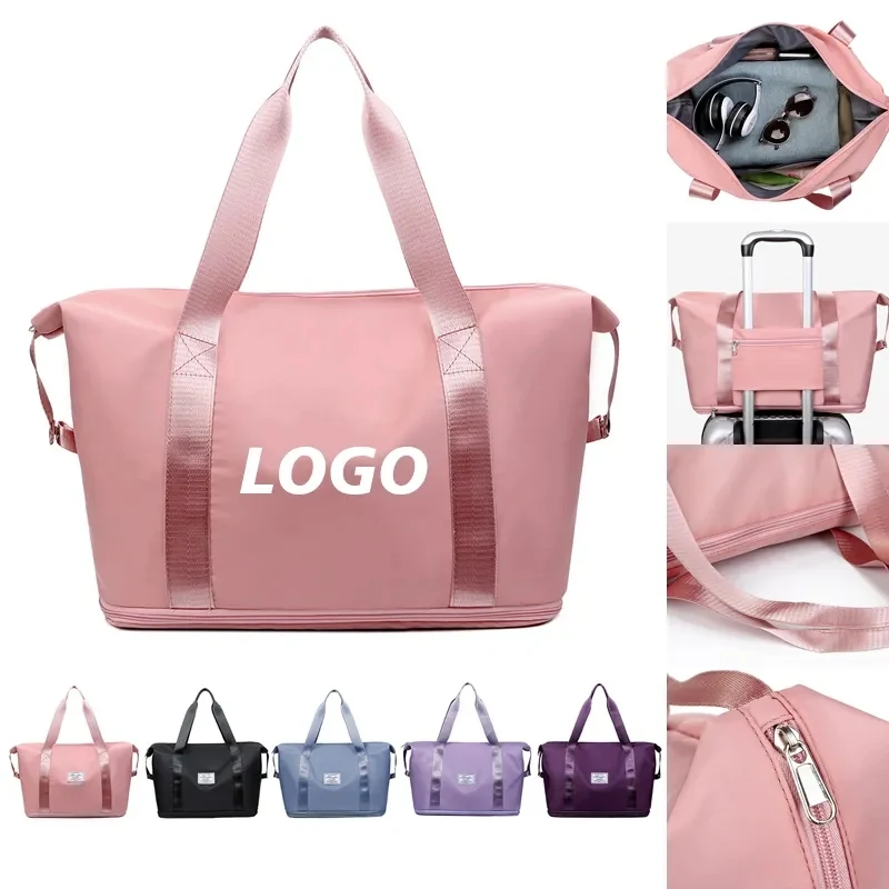 Custom Large Capacity Folding Travel Bag with Luggage Sleeve 1
