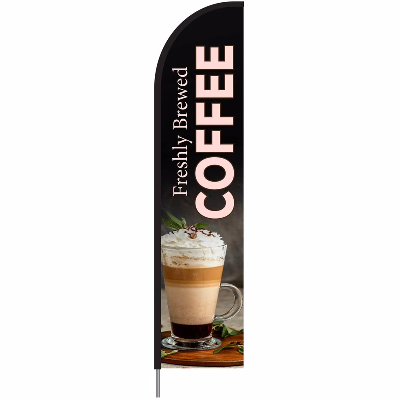 Freshly Brewed Coffee Flag Kit 15' Feet Feather Flag Sign Outdoor Banner