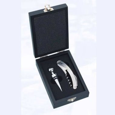 Silver Wine Bottle Opener and Stopper Set.