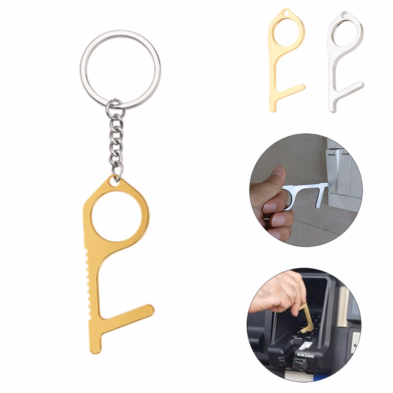 Touchless Handheld Non-Contact Zinc Alloy Door Opener with Keychain