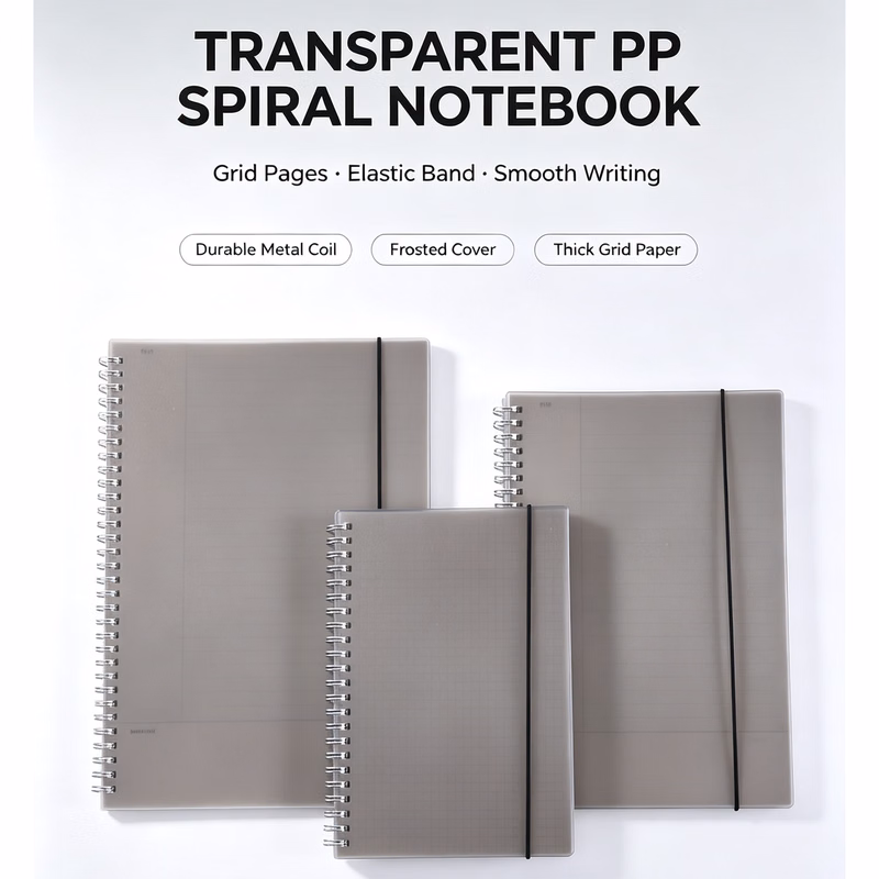 Transparent PP Cover Spiral Notebook