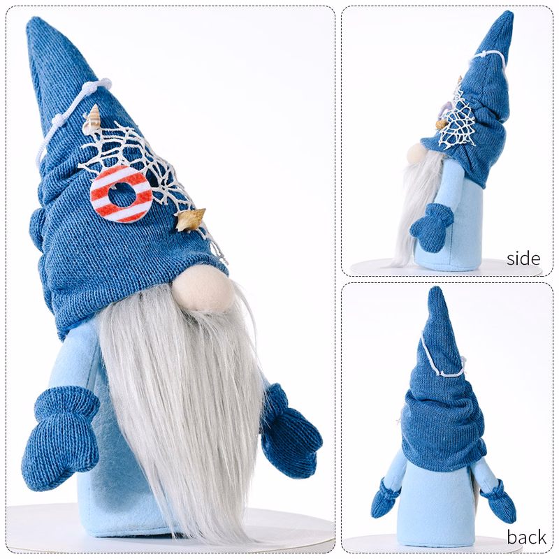 Deep Blue Plush faceless Nautical Gnome Elf Sea Sailor Dwarf