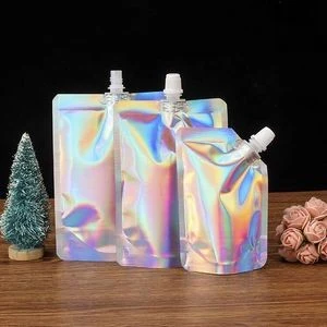 Holographic Plastic Stand Up Spout Pouch Packaging Bag 1