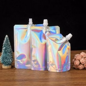Holographic Plastic Stand Up Spout Pouch Packaging Bag