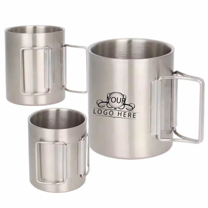 10oz Outdoor Stainless Steel Mug With Folding Handle