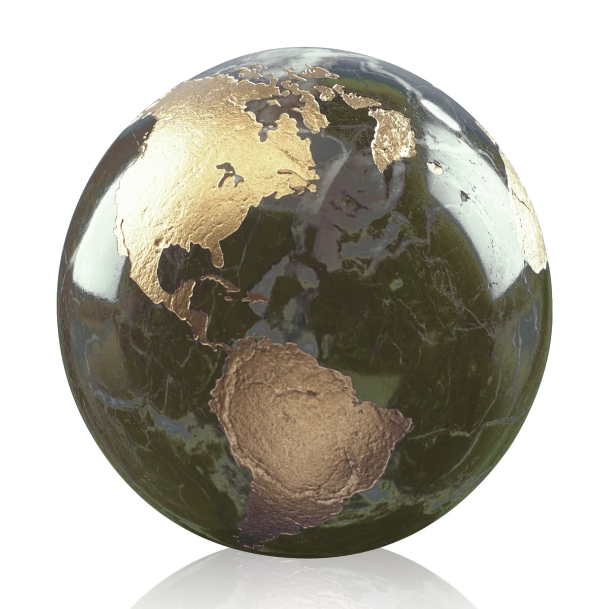 Gold Filled Marble Globe - Green 1