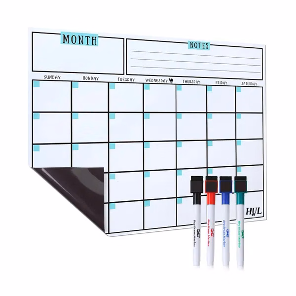 PVC Magnetic Reusable Fridge Whiteboard Calendar