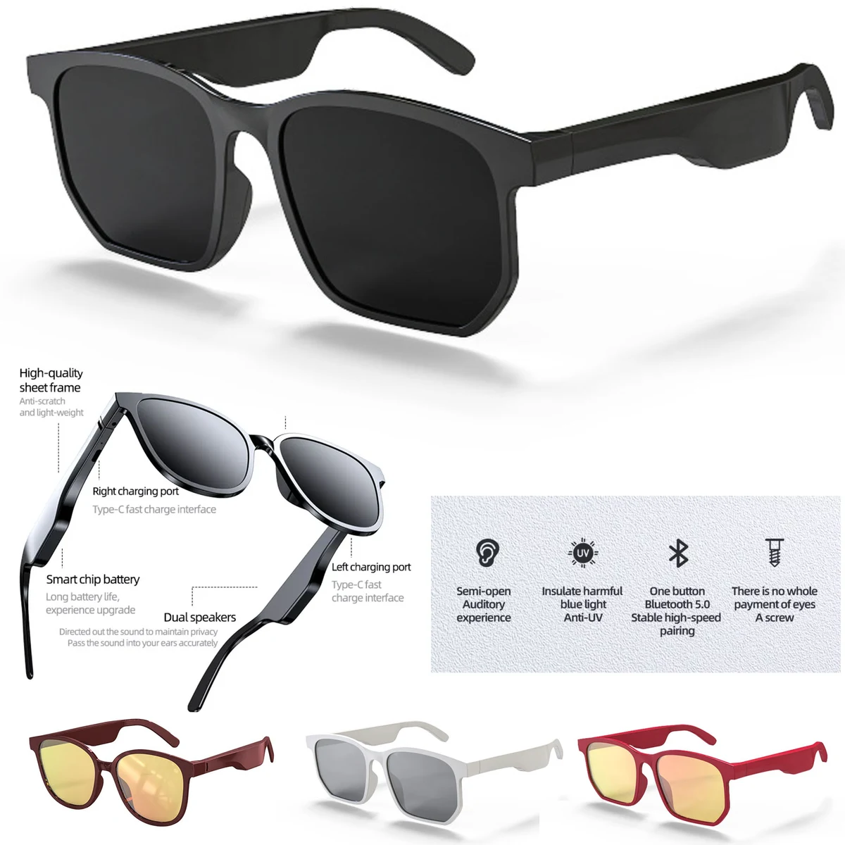 2 in 1 Wireless Folding Sunglasses Speaker 1