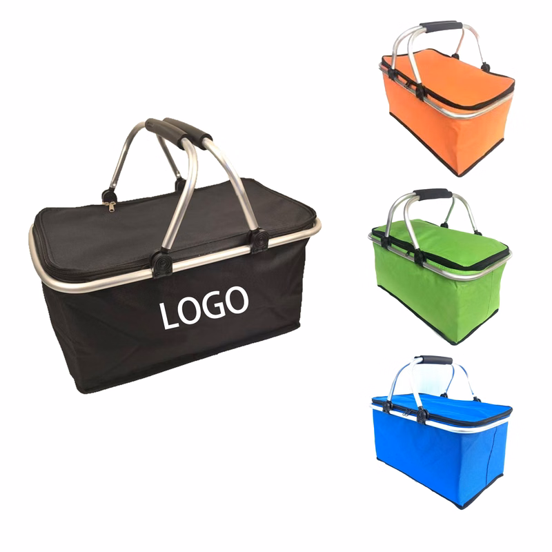 Heavy-Duty Aluminum Picnic Basket Compact Takeout Design