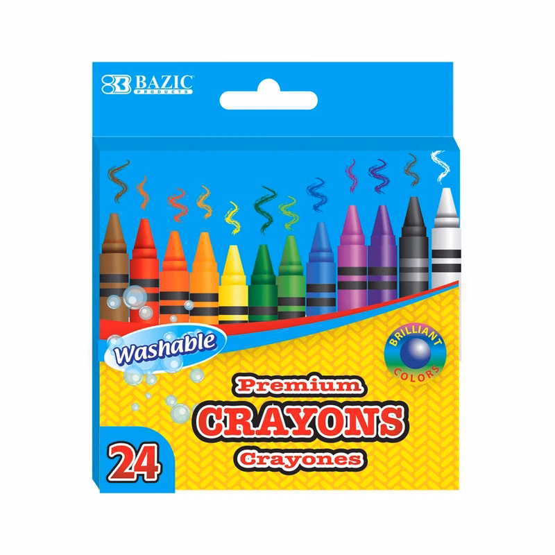 Crayons - 24 Count Washable Assorted Colors