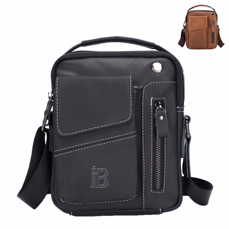Genuine Leather outdoor Leisure style men's crossbody bag