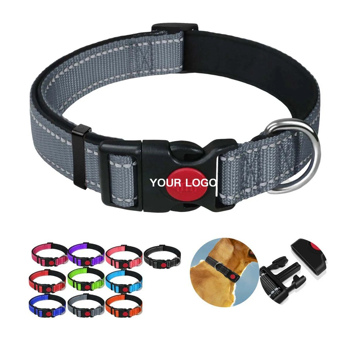Reflective Polyester Dog Collar for Night Safety 1