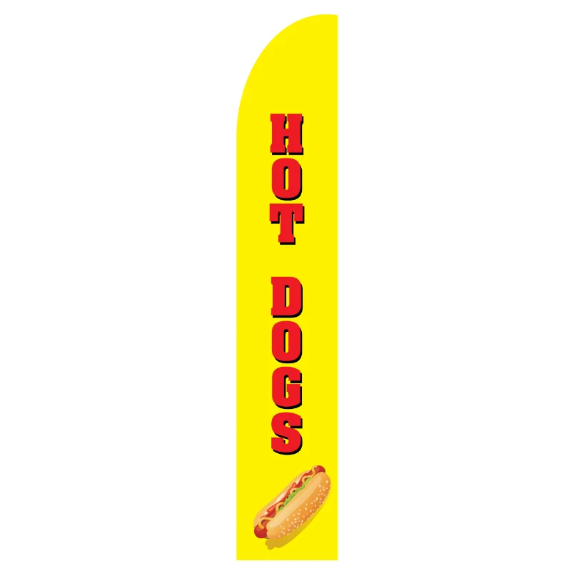 Hot Dogs Flag Kit with Poles 15' Feet Feather Flag Sign feather banners Outdoor Banner - Yellow 1