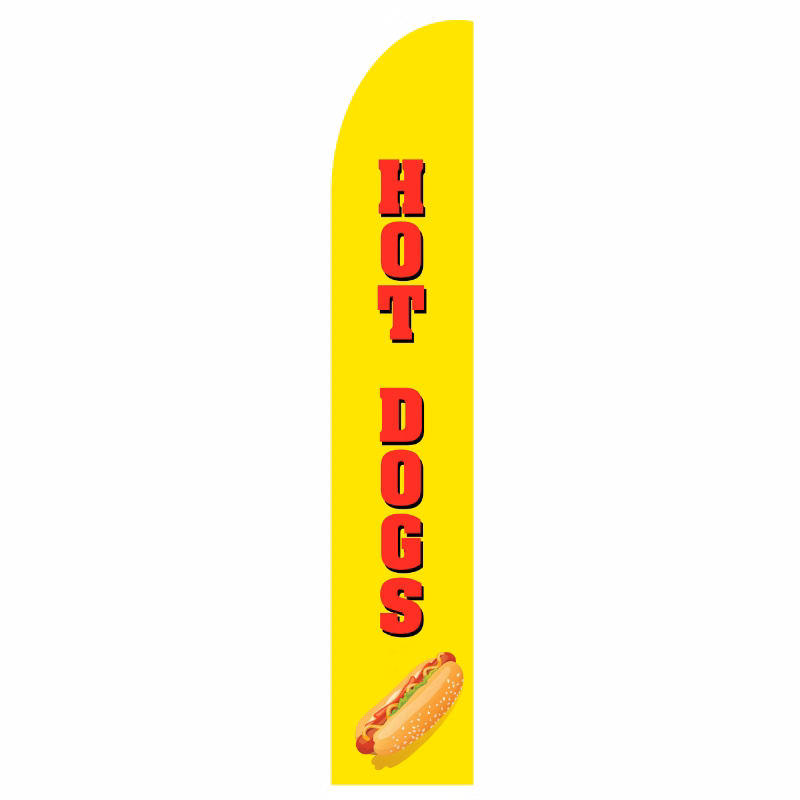 Hot Dogs Flag Kit with Poles 15' Feet Feather Flag Sign feather banners Outdoor Banner - Yellow