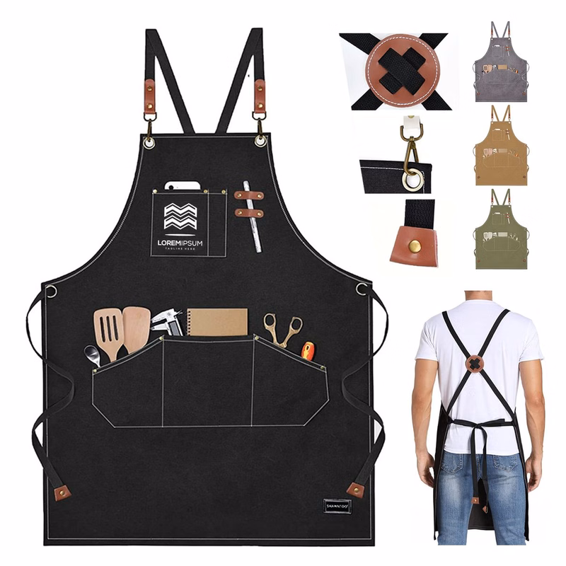 Water-Resistant Canvas Work Apron With Multi Pockets