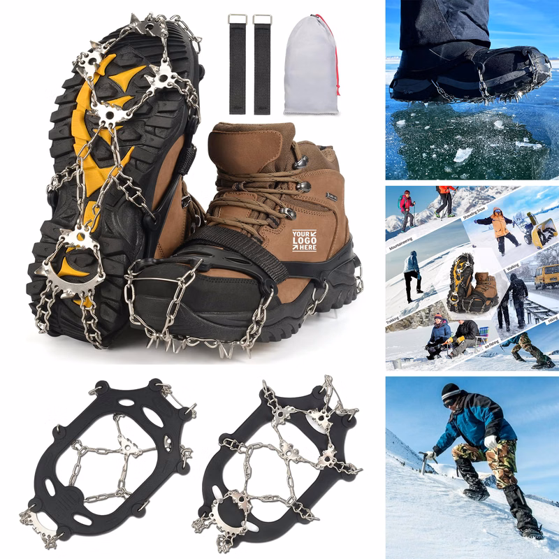 Men Women 23 Individual Spikes Abrasion Resistant 201 Stainless Steel Crampons Ice Cleats
