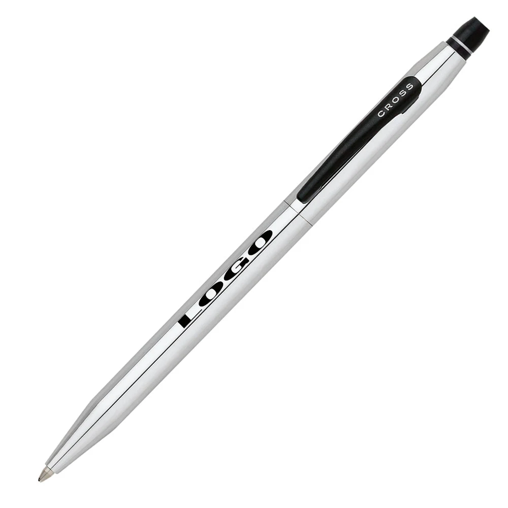 Chrome Click Cross Roller Ball Pen w/ Black Clip. 1