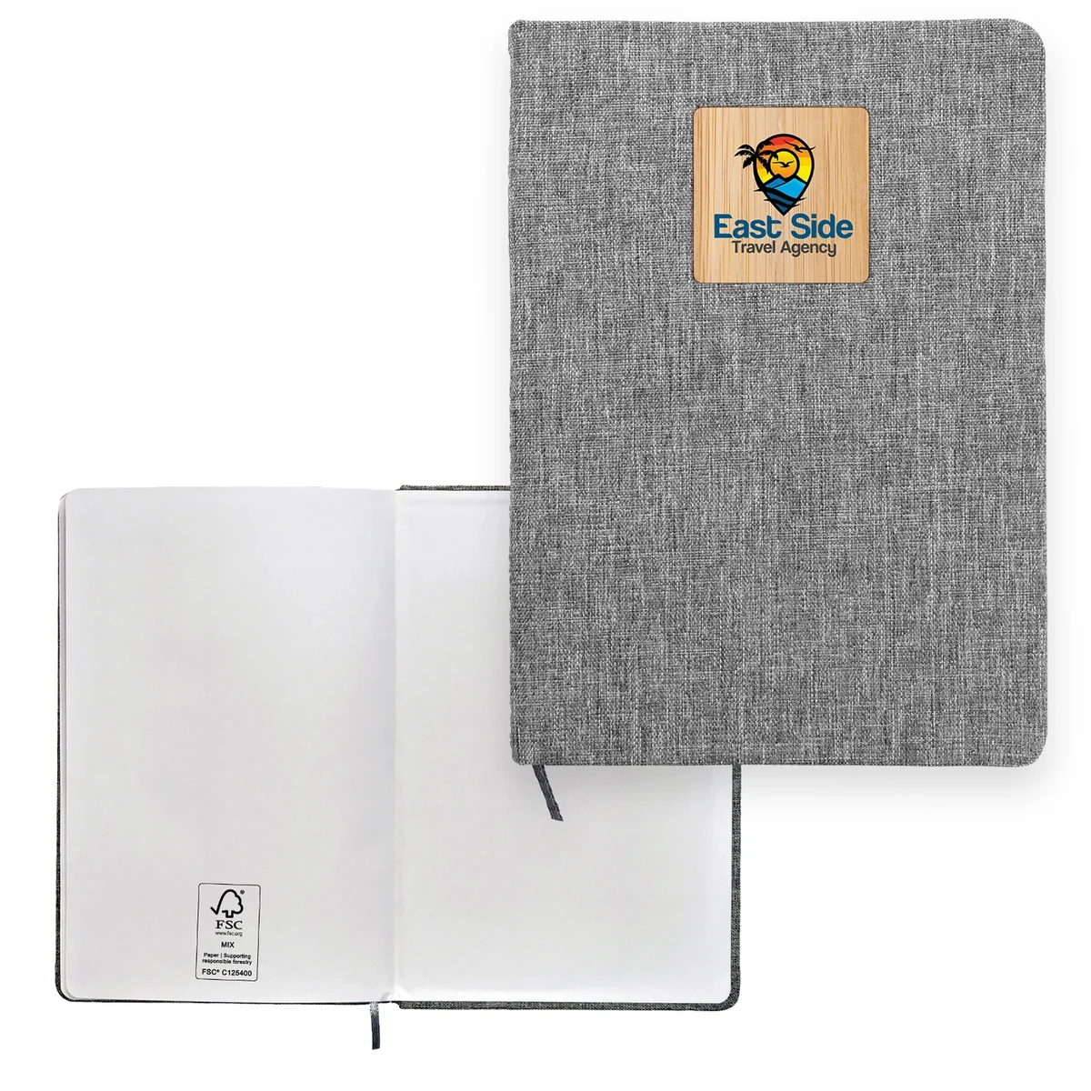 Heathered Recycled Notebook with Bamboo Accent 1