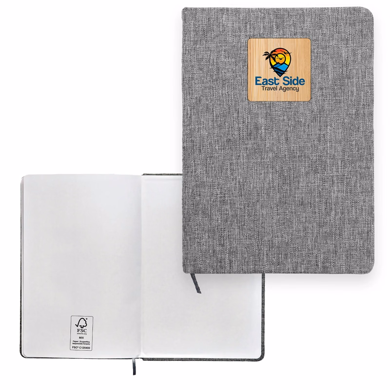 Heathered Recycled Notebook with Bamboo Accent