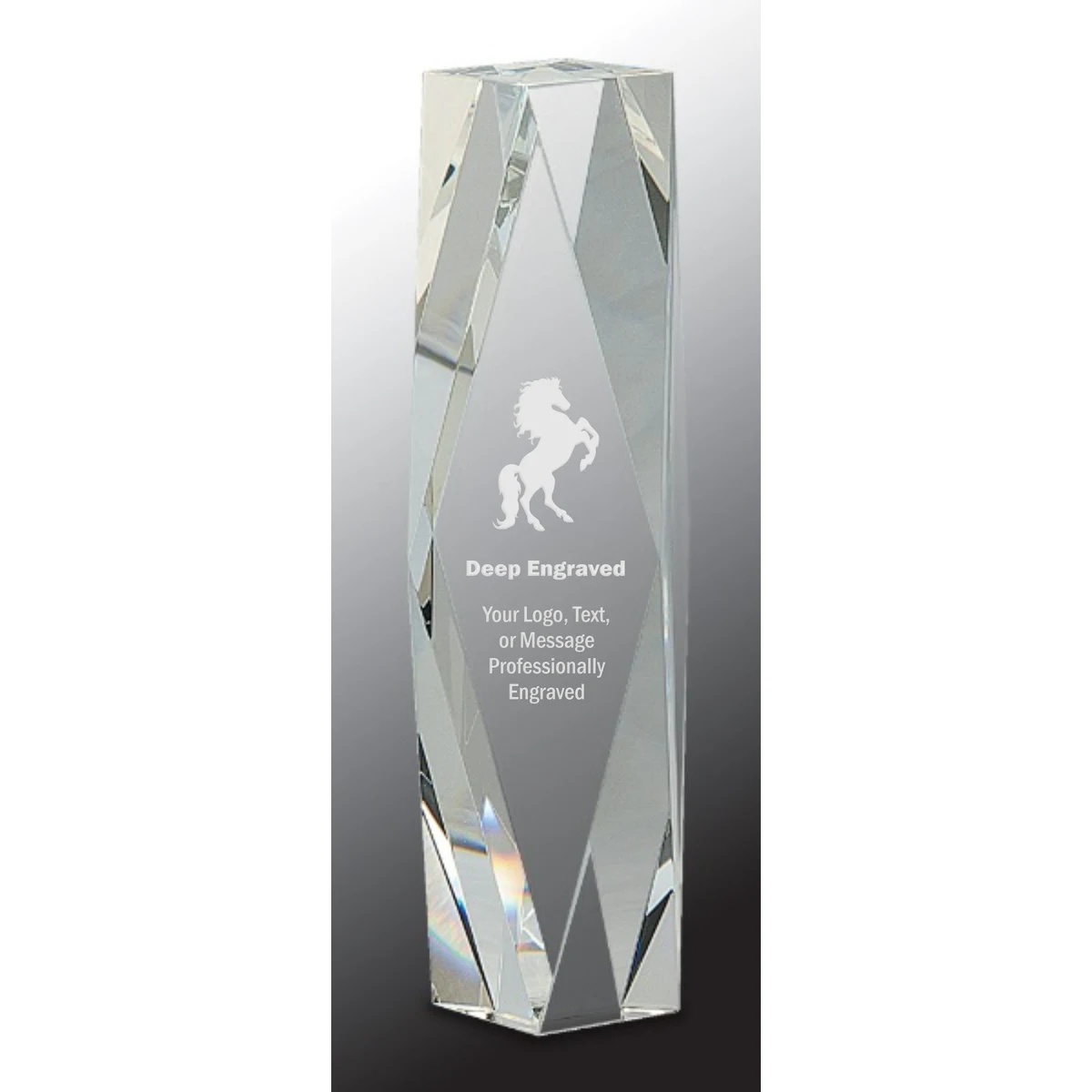 10" Clear Crystal Facet Tower Award 1