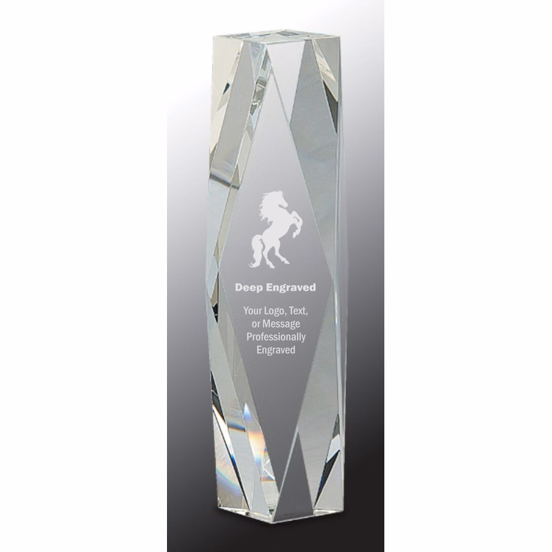 10" Clear Crystal Facet Tower Award