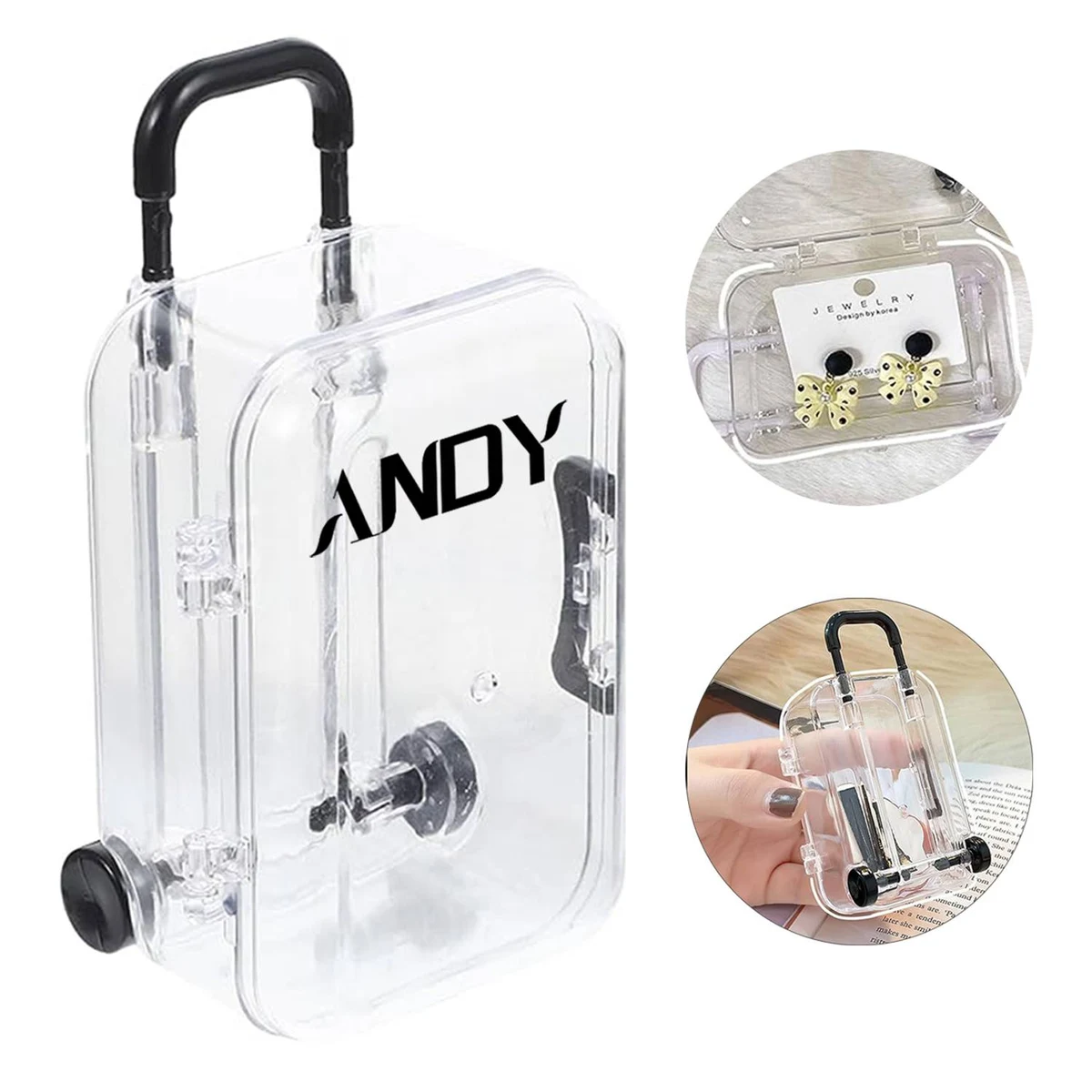 Mini Cute Transparent PP Trolley Case Jewelry Box 1
