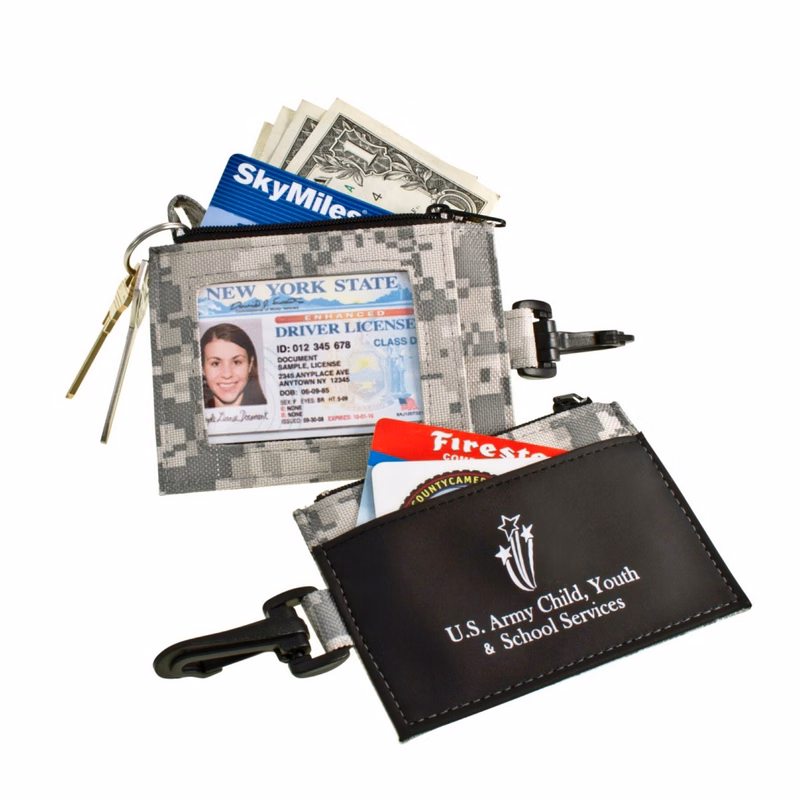 Digi-Camo ID Clip with Secure Zip Pocket