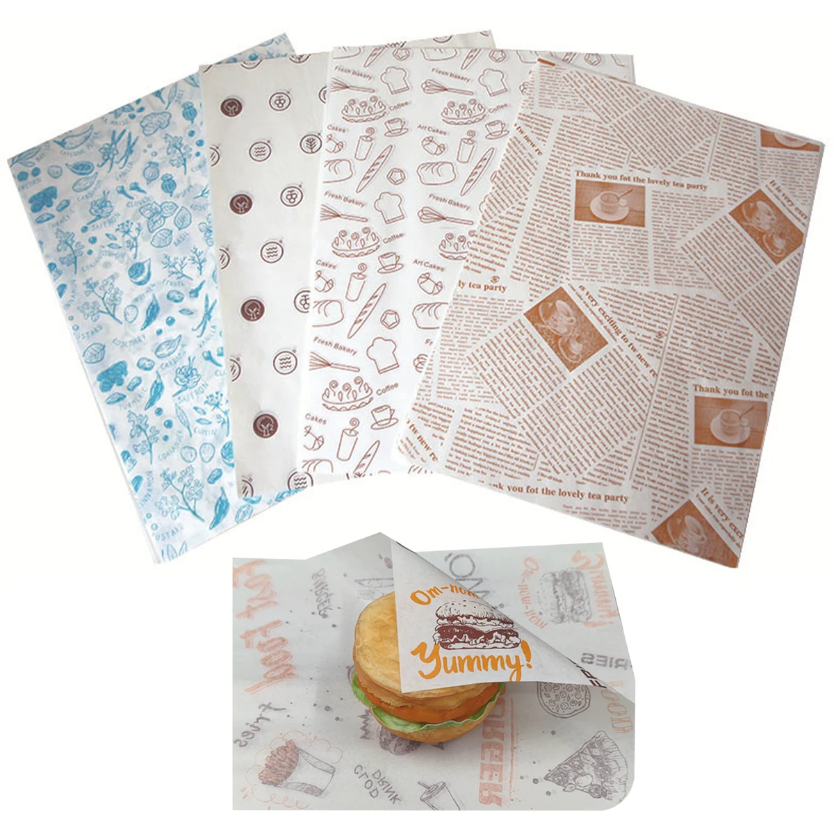 12x12 Inch Burger Wrap Paper 1