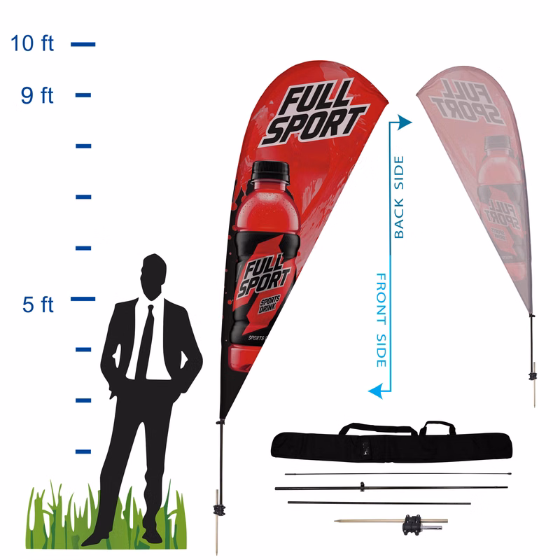 9.5 ft. Teardrop Advertising Flag Kit 3 (Single Sided)