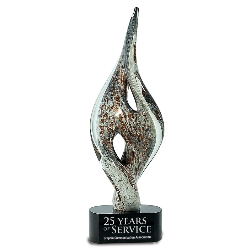 15" Spire Twist Art Glass On Black Base 1